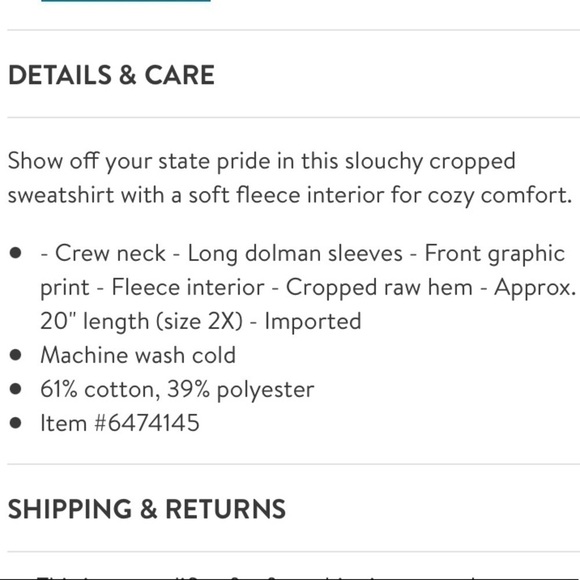 NWT Abound Pink Cropped Los Angeles Sweatshirt Plus - Picture 4 of 4